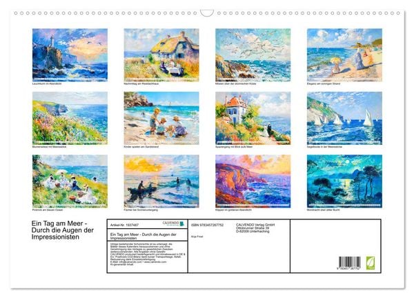 Produktbild: Ein Tag am Meer - Durch die Augen der Impressionisten (Wandkalender 2026 DIN A2 quer), CALVENDO Monatskalender