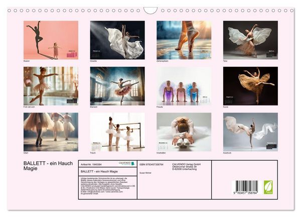 Produktbild: BALLETT - ein Hauch Magie (Wandkalender 2026 DIN A3 quer), CALVENDO Monatskalender