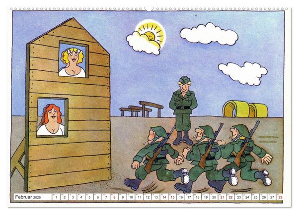 Produktbild: Da lachte die NVA - Karikaturen aus der DDR (hochwertiger Premium Wandkalender 2026 DIN A2 quer), Kunstdruck in Hochglanz
