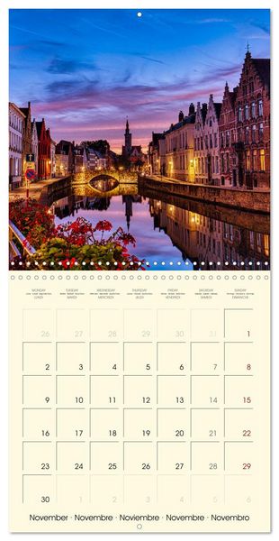 Produktbild: Gand et Bruges au cr&eacute;puscule (Calendrier mural carr&eacute; 2026 30x30 cm) Calendrier double avec une page pour vos prises de notes