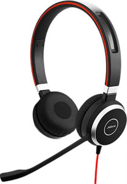 Jabra Evolve 40 MS Stereo Computer On Ear Headset kabelgebunden Stereo Schwarz, Rot Mikrofon-Stummschaltung