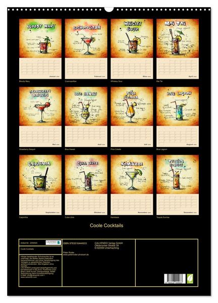 Produktbild: Coole Cocktails (Wandkalender 2026 DIN A2 hoch), CALVENDO Monatskalender