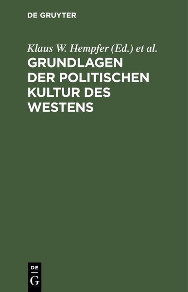 Produktbild: Grundlagen der politischen Kultur des Westens