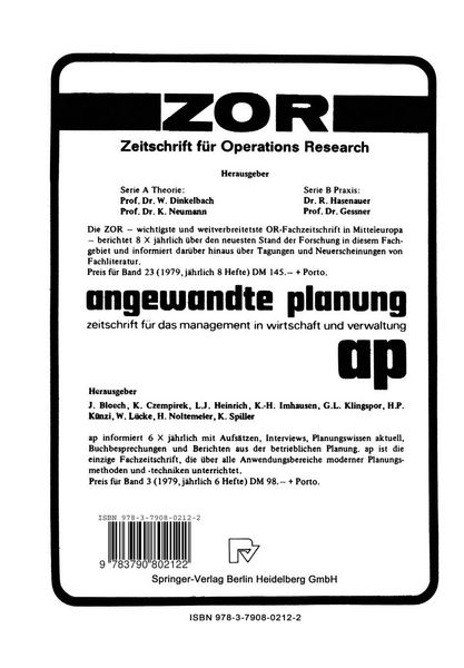 Produktbild: Papers of the 8th DGOR Annual Meeting / Vortr&auml;ge der 8. DGOR Jahrestagung