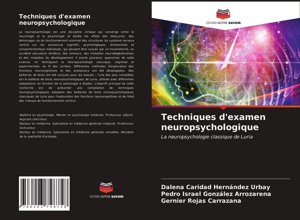 Produktbild: Techniques d'examen neuropsychologique