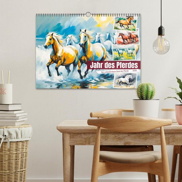 Produktbild: Jahr des Pferdes - Der unbez&auml;hmbare Geist der Pferde (Wandkalender 2026 DIN A3 quer), CALVENDO Monatskalender