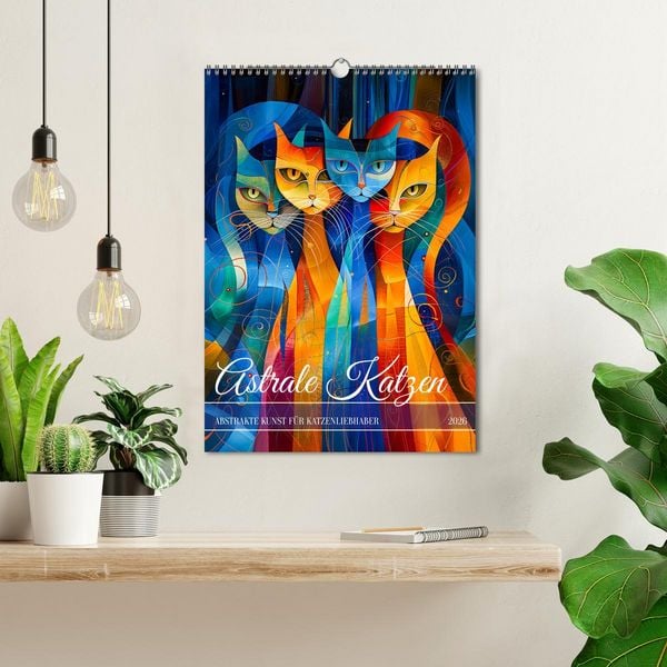 Produktbild: Astrale Katzen - Abstrakte Kunst f&uuml;r Katzenliebhaber (Wandkalender 2026 DIN A3 hoch), CALVENDO Monatskalender