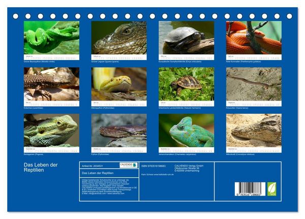 Produktbild: Das Leben der Reptilien (Tischkalender 2026 DIN A5 quer), CALVENDO Monatskalender