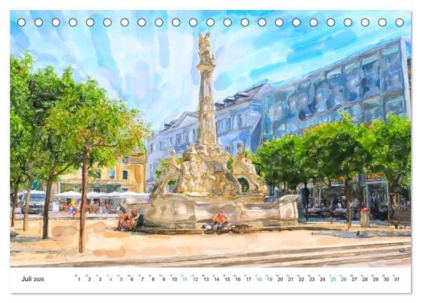 Produktbild: Trier - Illustrationen in Aquarell (Tischkalender 2026 DIN A5 quer), CALVENDO Monatskalender