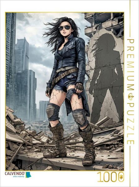 CALVENDO Puzzle Elvira hinter der Maske aus Kälte und Beton | 1000 Teile Lege-Größe 64x48cm Foto-Puzzle für glückliche Stunden