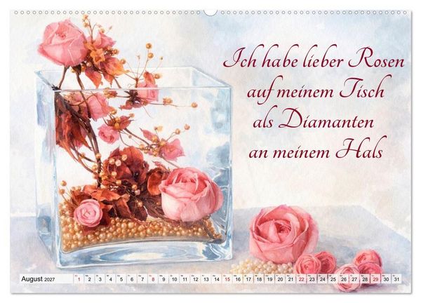 Produktbild: Rosentr&auml;ume im Aquarellstil (Wandkalender 2027 DIN A2 quer), CALVENDO Monatskalender