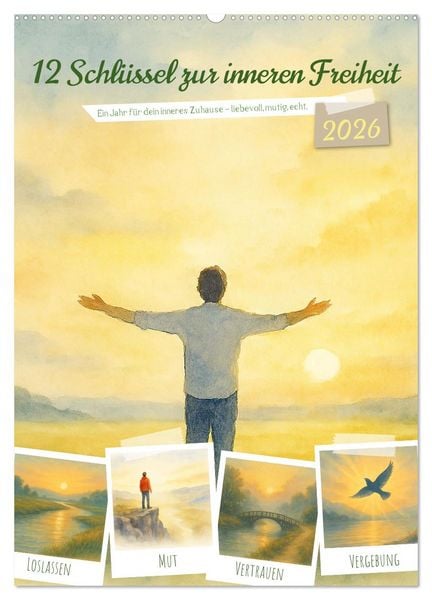 12 Schlüssel zur inneren Freiheit - Ein Jahr für dein inneres Zuhause – liebevoll, mutig, echt. (Wandkalender 2026 DIN A2 hoch), CALVENDO Monatskalend