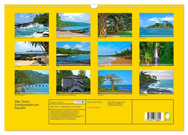 Produktbild: S&atilde;o Tom&eacute; - Inselparadies am &Auml;quator (Wandkalender 2026 DIN A3 quer), CALVENDO Monatskalender