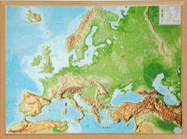 Produktbild: Relief Europa 1:8.000.000 mit Naturholzrahmen