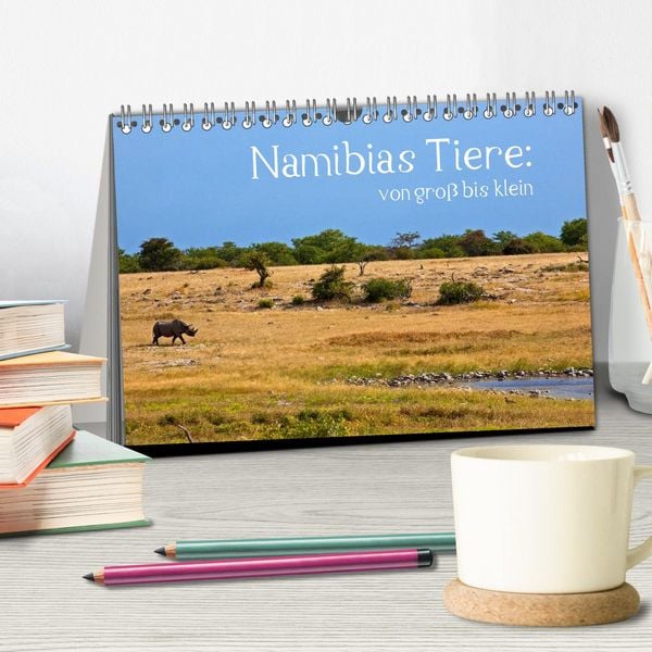 Produktbild: Namibias Tiere: von gro&szlig; bis klein (Tischkalender 2026 DIN A5 quer), CALVENDO Monatskalender