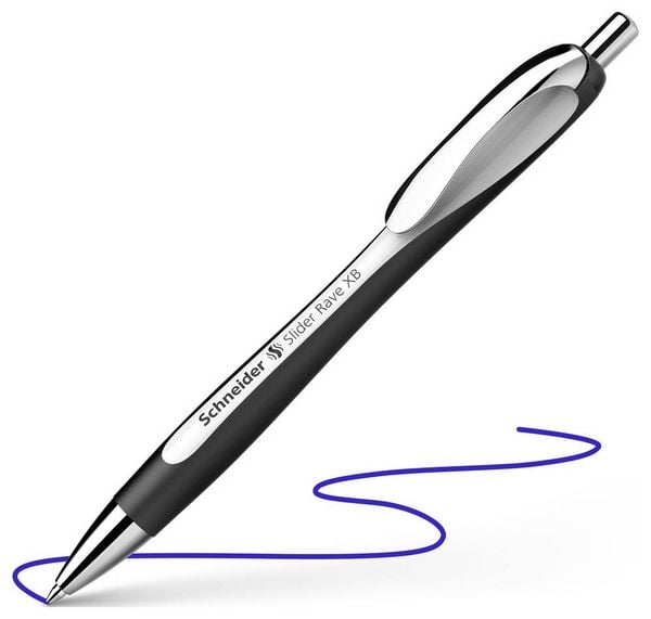 Produktbild: Schneider Schreibger&auml;te Slider Rave wei&szlig;-schwarz Mine XB blau 132549 Kugelschreiber Schreibfarbe: Blau 1 St.