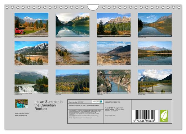 Produktbild: Indian Summer in the Canadian Rockies (Wall Calendar 2026 DIN A4 landscape), CALVENDO 12 Month Wall Calendar