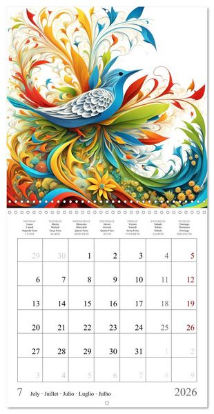Produktbild: Quatre saisons - Fractales (Calendrier mural carr&eacute; 2026 30x30 cm) Calendrier double avec une page pour vos prises de notes