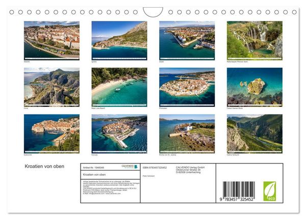 Produktbild: Kroatien von oben (Wandkalender 2026 DIN A4 quer), CALVENDO Monatskalender