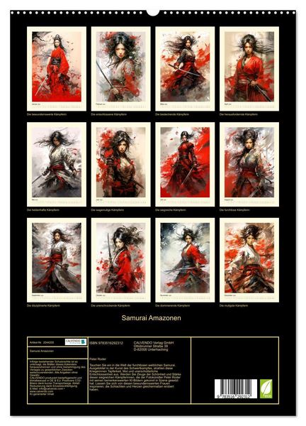Produktbild: Samurai Amazonen (hochwertiger Premium Wandkalender 2026 DIN A2 hoch), Kunstdruck in Hochglanz