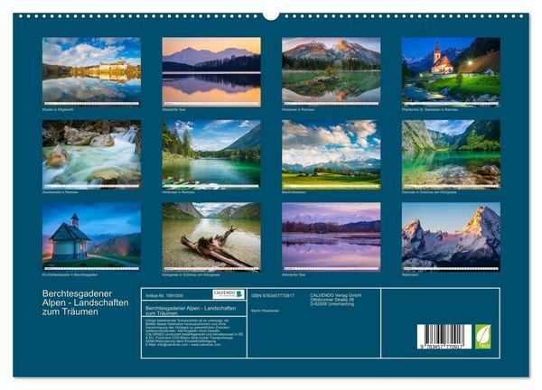 Produktbild: Berchtesgadener Alpen - Landschaften zum Tr&auml;umen (hochwertiger Premium Wandkalender 2026 DIN A2 quer), Kunstdruck in Hochglanz