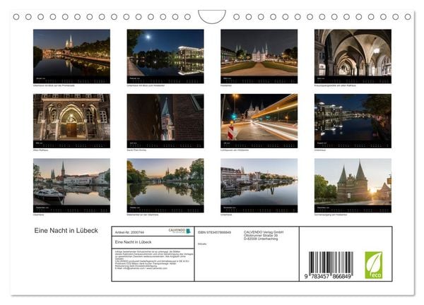 Produktbild: Eine Nacht in L&uuml;beck (Wandkalender 2026 DIN A4 quer), CALVENDO Monatskalender