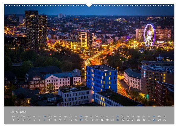 Produktbild: Hamburger Hafen - Im Zauber der Nacht (hochwertiger Premium Wandkalender 2026 DIN A2 quer), Kunstdruck in Hochglanz