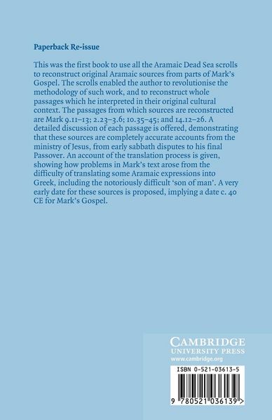 Produktbild: Aramaic Sources of Mark's Gospel