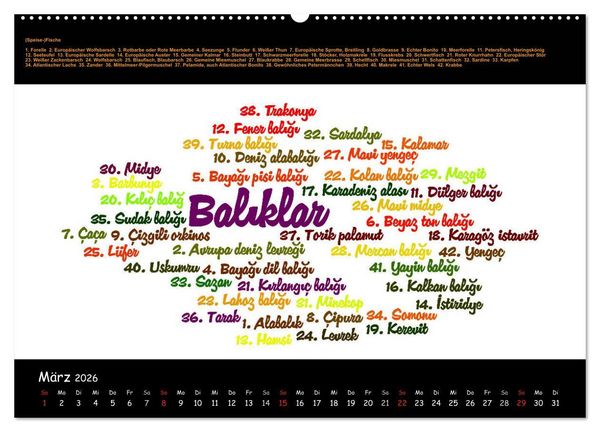 Produktbild: Sprachkalender T&uuml;rkisch-Deutsch (hochwertiger Premium Wandkalender 2026 DIN A2 quer), Kunstdruck in Hochglanz