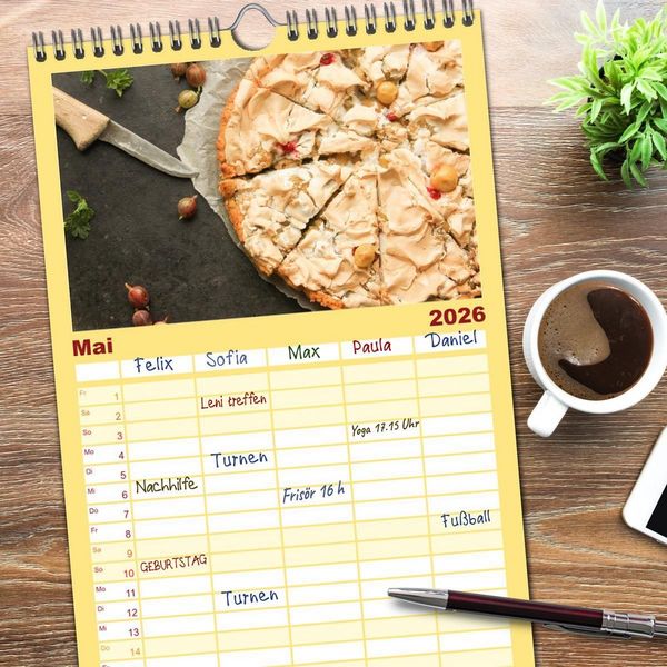 Produktbild: Familienplaner 2026 - Blechkuchen mit 5 Spalten (Wandkalender, 21 x 45 cm) CALVENDO