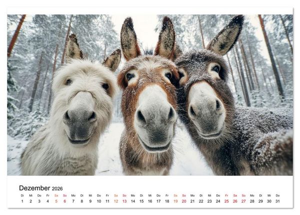 Produktbild: Esel - sanfte Seelen, gro&szlig;e Ohren (Tischkalender 2026 DIN A5 quer), CALVENDO Monatskalender