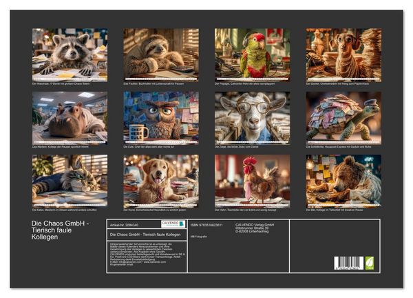 Produktbild: Die Chaos GmbH - Tierisch faule Kollegen (Wandkalender 2026 DIN A2 quer), CALVENDO Monatskalender