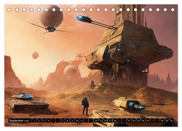 Produktbild: Futuristische Weltraumschlachten (Tischkalender 2026 DIN A5 quer), CALVENDO Monatskalender