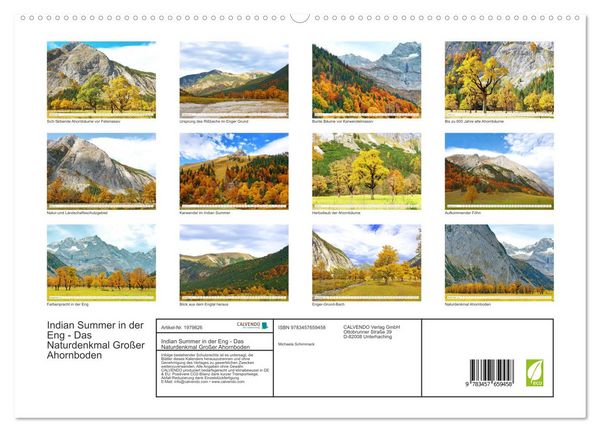 Produktbild: Indian Summer in der Eng - Das Naturdenkmal Gro&szlig;er Ahornboden (hochwertiger Premium Wandkalender 2026 DIN A2 quer), Kunstdruck in Hochglanz