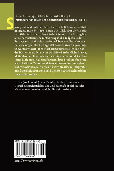 Produktbild: Springers Handbuch der Betriebswirtschaftslehre 1