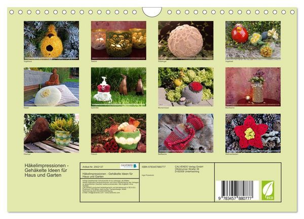 Produktbild: H&auml;kelimpressionen - Geh&auml;kelte Ideen f&uuml;r Haus und Garten (Wandkalender 2026 DIN A4 quer), CALVENDO Monatskalender