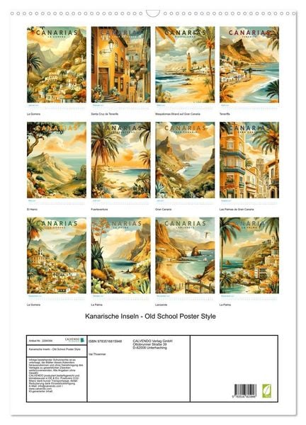 Produktbild: Kanarische Inseln - Old School Poster Style (Wandkalender 2027 DIN A2 hoch), CALVENDO Monatskalender