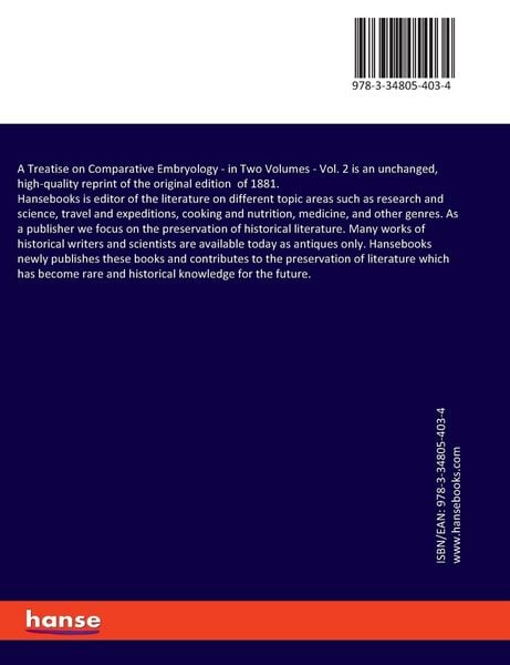 Produktbild: A Treatise on Comparative Embryology