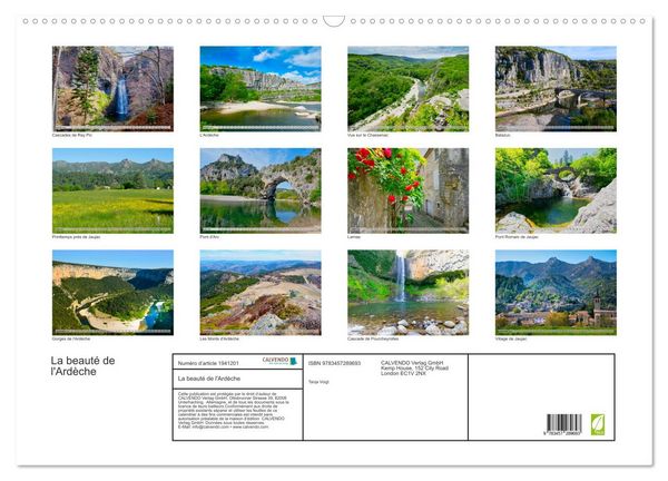 Produktbild: La beaut&eacute; de l'Ard&egrave;che (Calendrier mural 2026 DIN A2 vertical), CALVENDO calendrier mensuel