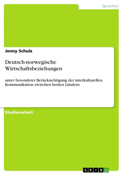 Produktbild: Deutsch-norwegische Wirtschaftsbeziehungen