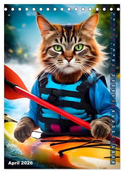 Produktbild: Outdoor sports for cats (Desk Calendar 2026 DIN A5 portrait), CALVENDO 12 Month DeskCalendar