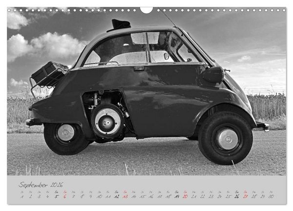 Produktbild: BMW Isetta 300 in schwarzwei&szlig; (Wandkalender 2026 DIN A3 quer), CALVENDO Monatskalender