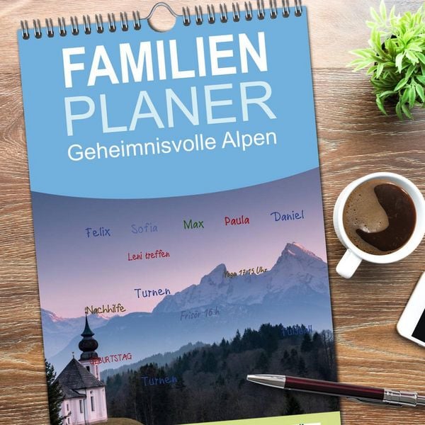 Produktbild: Familienplaner 2026 - Geheimnisvolle Alpen mit 5 Spalten (Wandkalender, 21 x 45 cm) CALVENDO