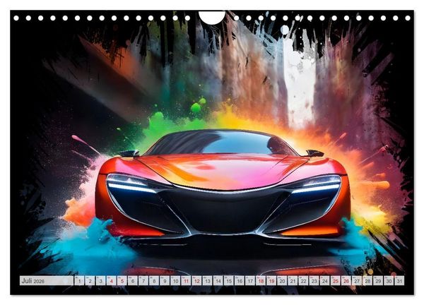Produktbild: Coole KI-generierte SPORTWAGEN (Wandkalender 2026 DIN A4 quer), CALVENDO Monatskalender