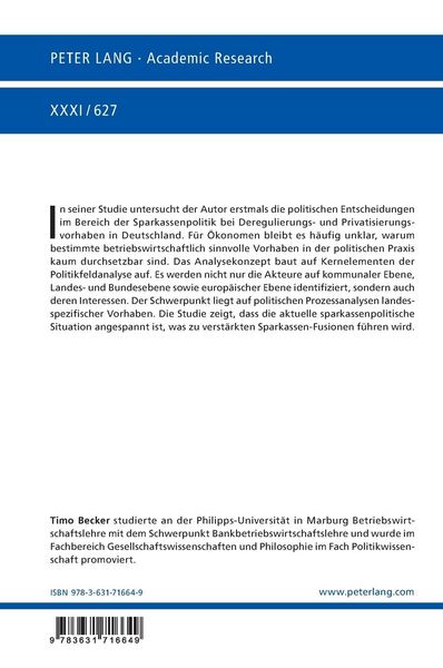 Produktbild: Sparkassenpolitik in Deutschland