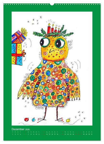 Produktbild: Tierische Wesen - kunterbunt (hochwertiger Premium Wandkalender 2026 DIN A2 hoch), Kunstdruck in Hochglanz