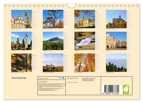 Produktbild: Riesengebirge (Wandkalender 2026 DIN A4 quer), CALVENDO Monatskalender