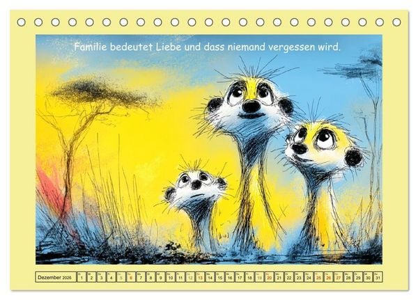 Produktbild: Kleine W&auml;chter. Erdm&auml;nnchen und Weisheiten (Tischkalender 2026 DIN A5 quer), CALVENDO Monatskalender