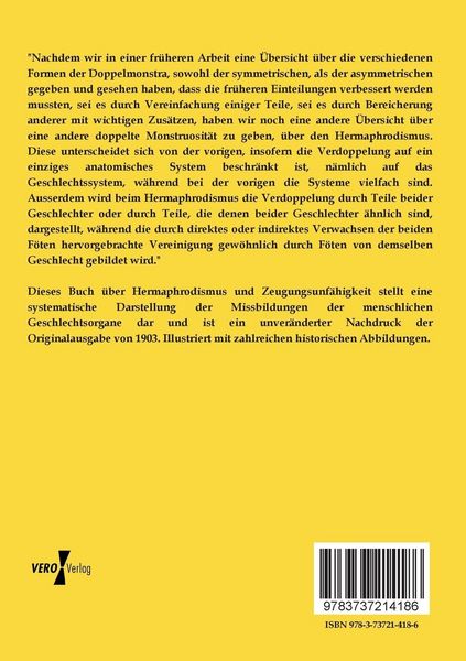 Produktbild: Hermaphrodismus und Zeugungsunf&auml;higkeit