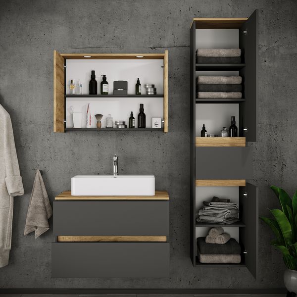 Produktbild: 4 tlg. Badm&ouml;bel-Set mit Waschbecken Cosila-A 80 cm